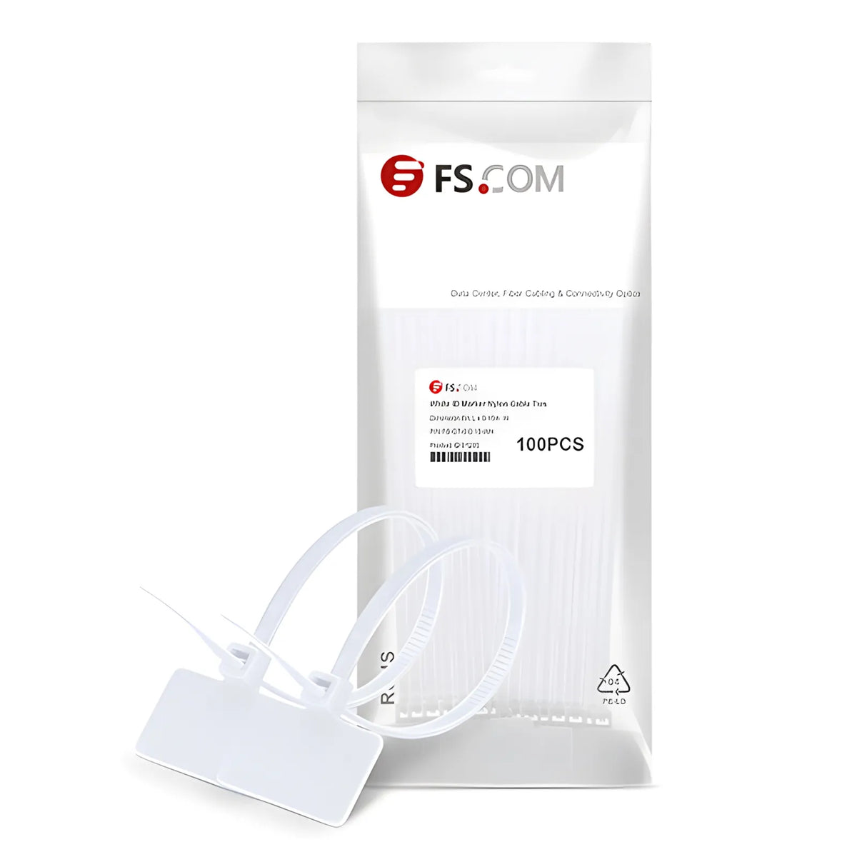 SFPS 100-Pack 6in.L x 0.15in.W ID Marker Nylon Cable Ties-Outside Flag-White SFPS