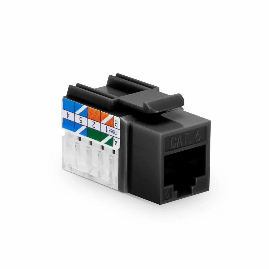 SFPS Cat6 RJ45 (8P8C) Unshielded Punch Down Keystone Jack Module, Black, 12Pcs/Pack SFPS