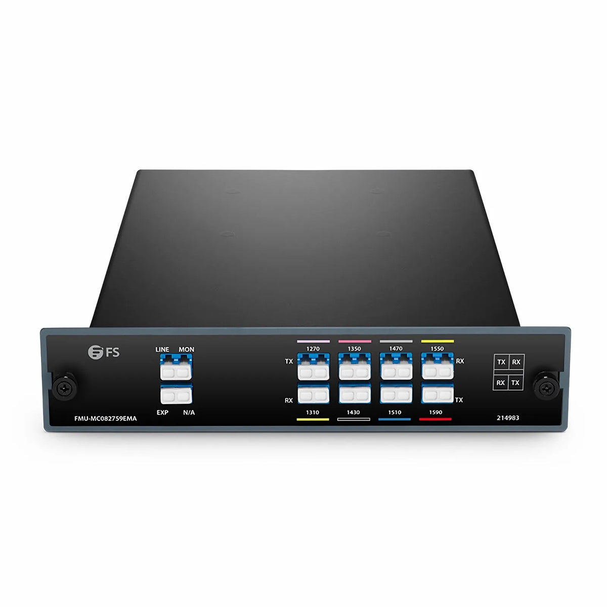SFPS 8 Channels CWDM Mux Demux, 1270-1590nm, with Monitor and Expansion Port, 4.5dB Typical IL, LC/UPC, Single Fiber, Side A, FMU Plug-in Module SFPS