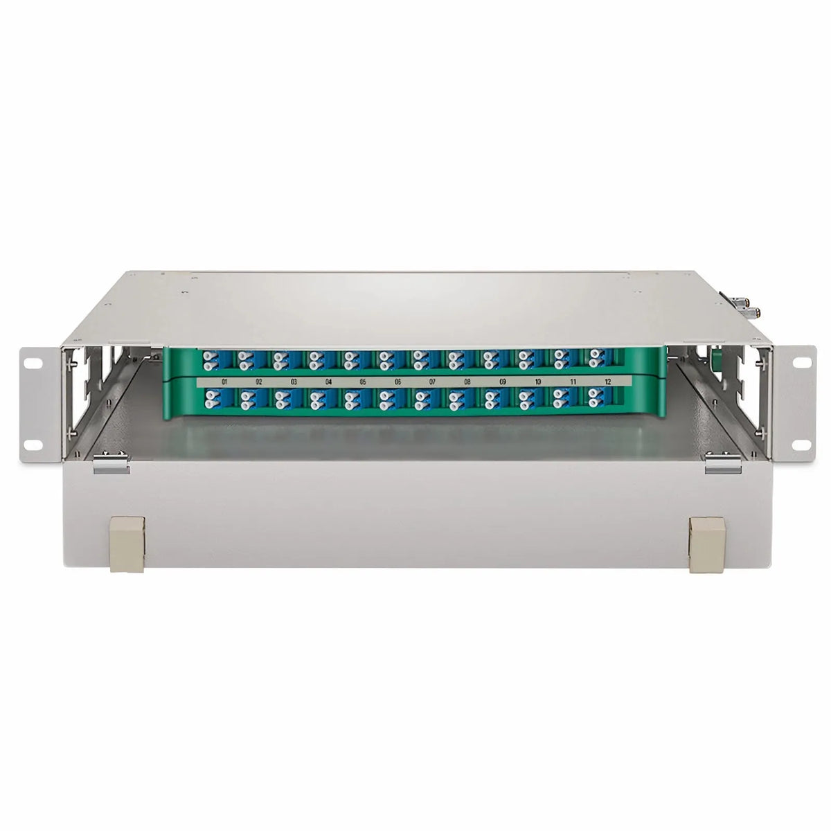 SFPS 2U Rack Mount Fiber Optic Distribution Panel, 48 Fibers OS2 Single Mode, 24 x LC UPC Duplex (Blue) Adapter SFPS