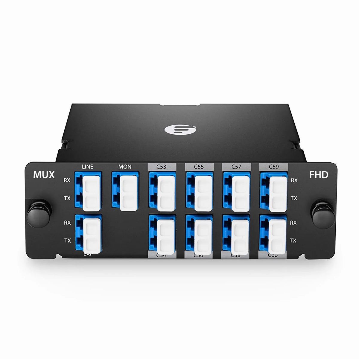 SFPS 8 Channels DWDM Mux Demux, 100GHz C53-C60, with Monitor and Expansion Port, 2.4dB Typical IL, LC/UPC, Dual Fiber, High Density, FHDA Plug-in Module SFPS