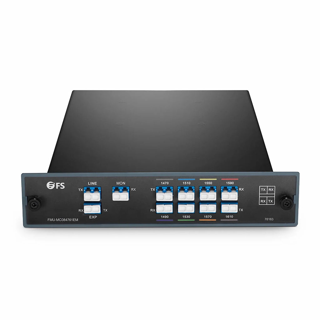 SFPS 8 Channels CWDM Mux Demux, 1470-1610nm, with Monitor and Expansion Port, 2.0dB Typical IL, LC/UPC, Dual Fiber, FMU Plug-in Module SFPS