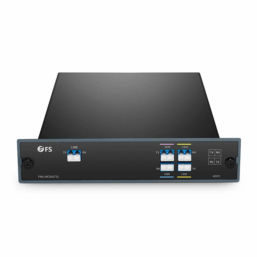 SFPS 4 Channels CWDM Mux Demux, 1270-1330nm, 1.0dB Typical IL, LC/UPC, Dual Fiber, FMU Plug-in Module SFPS