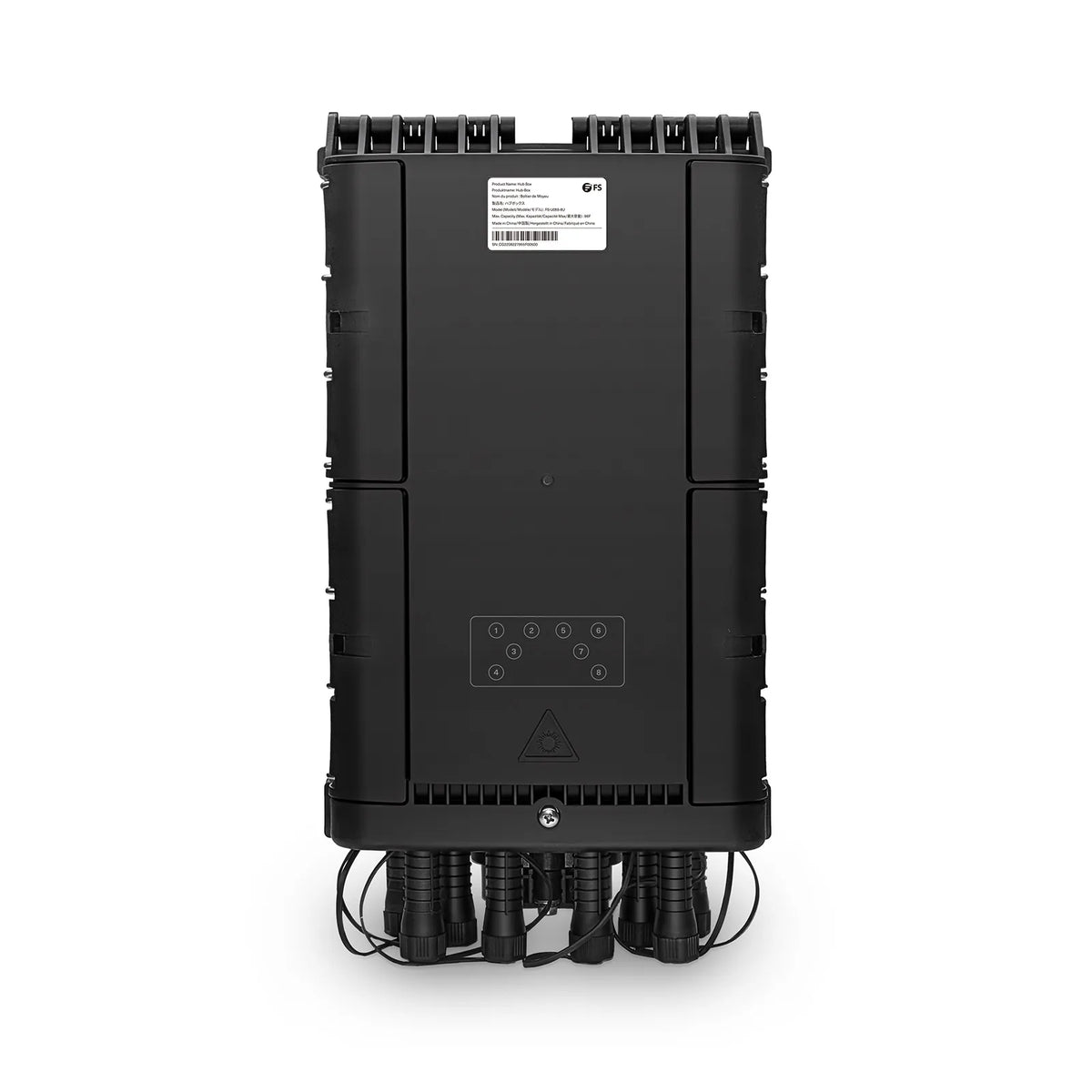 SFPS Universal Pre-Terminated Hub Box for Quick ODN, 1 Uncut Port, 8 SC/APC Adapters, Mechanical Seal, Supports 1:2/1:4/1:8 Mini Splitters, PP+GF, IP65, Wall/Pole/Aerial Mount, Indoor/Outdoor SFPS