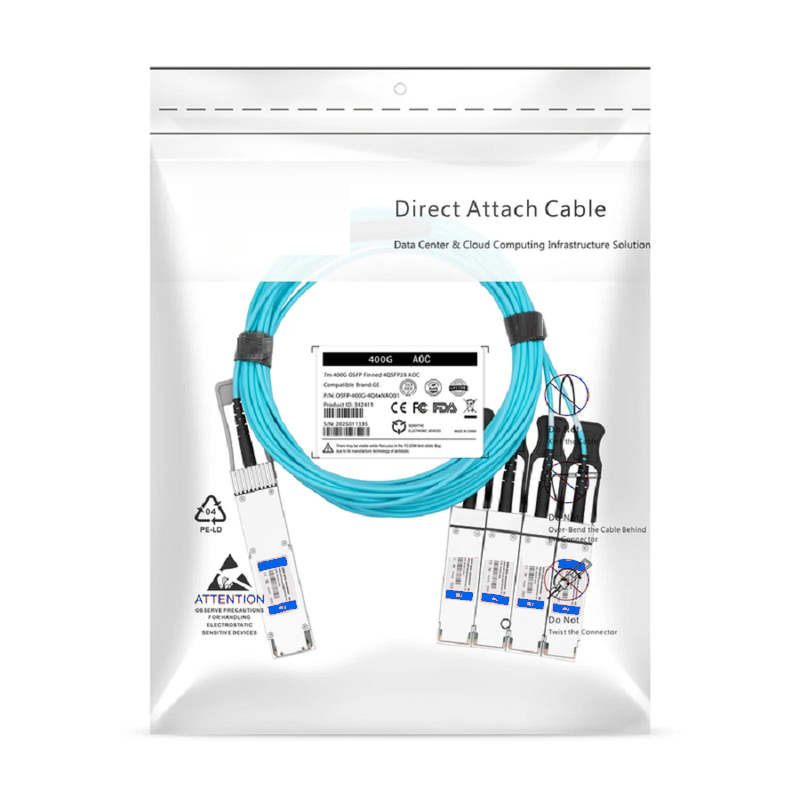 SFPS 10m (33ft) Generic Compatible 400G OSFP 8 x 50G PAM4 Finned Top to 4 x 100G QSFP28 4 x 25G NRZ Active Optical Breakout Cable SFPS