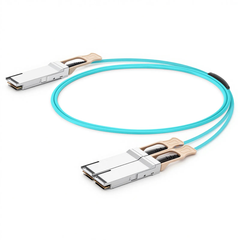 SFPS 5m (16ft) 200G QSFP56 4 x 50G PAM4 to 2 x 100G QSFP28 4 x 25G NRZ Active Breakout Optical Cable forFOSwitches SFPS