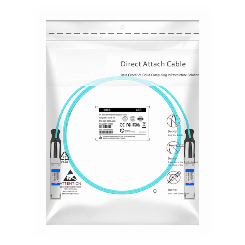 SFPS 2m (7ft) 200G QSFP56 4 x 50G PAM4 to 2 x 100G QSFP28 4 x 25G NRZ Active Breakout Optical Cable forFOSwitches SFPS