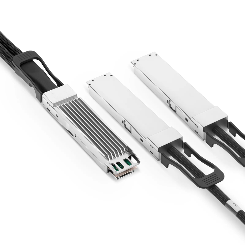 SFPS 2m (7ft) NVIDIA/Mellanox Compatible 800G OSFP 8 x 100G PAM4 Finned Top to 2 x 400G OSFP 4 x 100G PAM4 Flat Top Ethernet Active Electrical Copper Breakout Cable SFPS