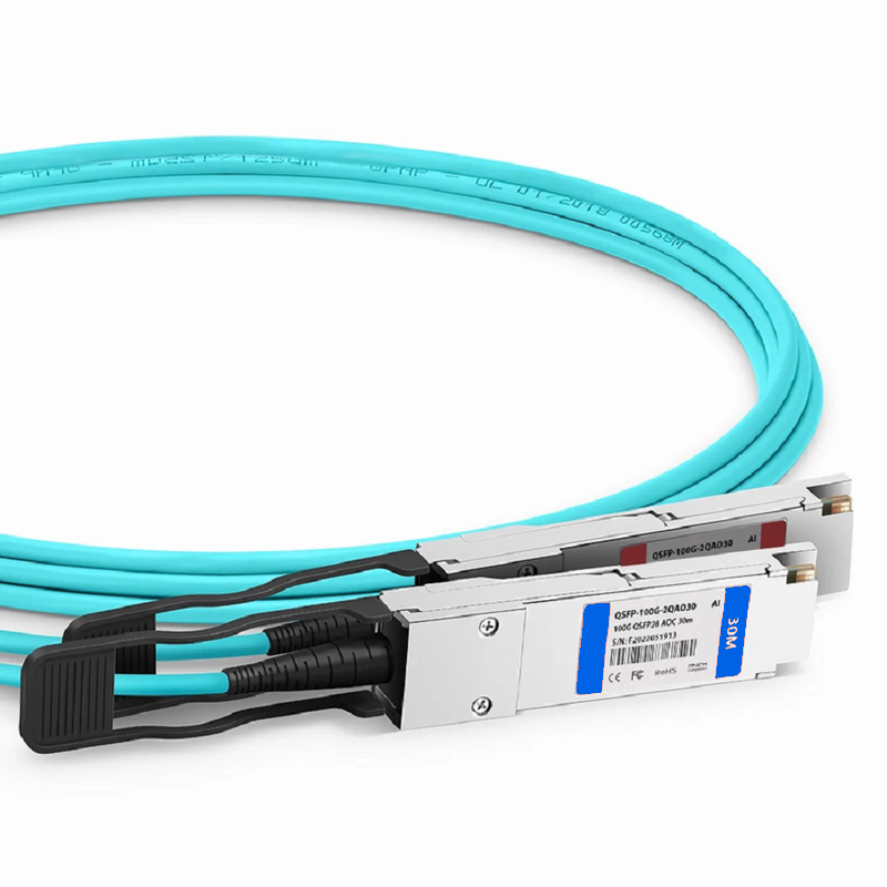 SFPS 30m (98ft) Extreme Compatible 100G QSFP28 4 x 25G NRZ to 2 x 50G QSFP28 2 x 25G NRZ Active Optical Breakout Cable SFPS