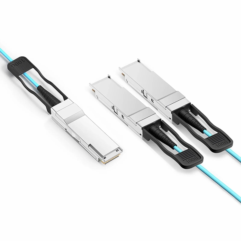 SFPS 30m (98ft) Juniper Networks Compatible 100G QSFP28 4 x 25G NRZ to 2 x 50G QSFP28 2 x 25G NRZ Active Optical Breakout Cable SFPS