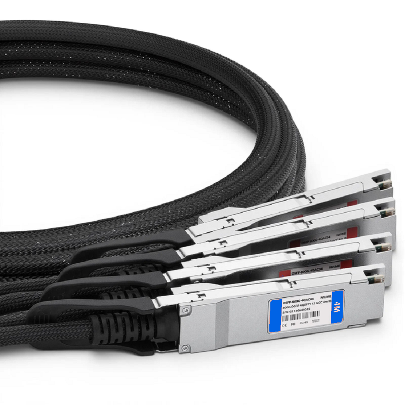 SFPS 1m (3ft) NVIDIA/Mellanox MCA7J75-N001 Compatible 800G Twin-port OSFP 8 x 100G PAM4 Finned Top to 4 x 200G QSFP112 2 x 100G PAM4 Ethernet Active Direct Attach Copper Breakout Cable SFPS