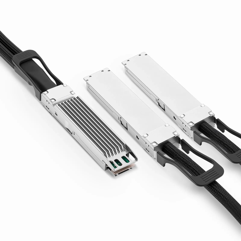 SFPS 1m (3ft) Generic Compatible 800G OSFP 8 x 100G PAM4 Finned Top to 2 x 400G OSFP 4 x 100G PAM4 Flat Top Active Direct Attach Copper Breakout Cable SFPS