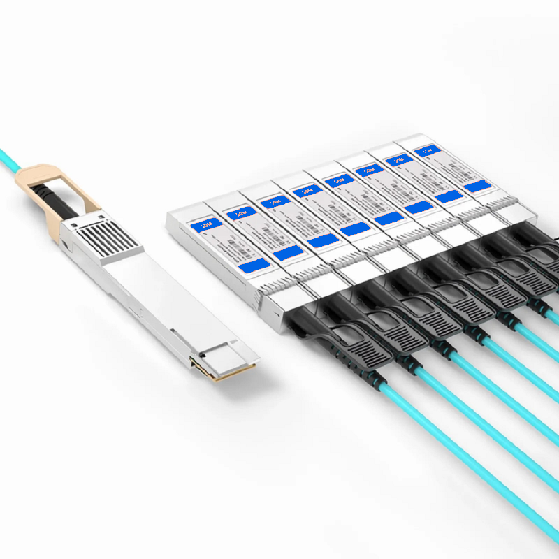 SFPS 10m (33ft) Generic Compatible 400G QSFP-DD 8 x 50G PAM4 to 8 x 50G SFP56 25G NRZ Active Optical Breakout Cable SFPS