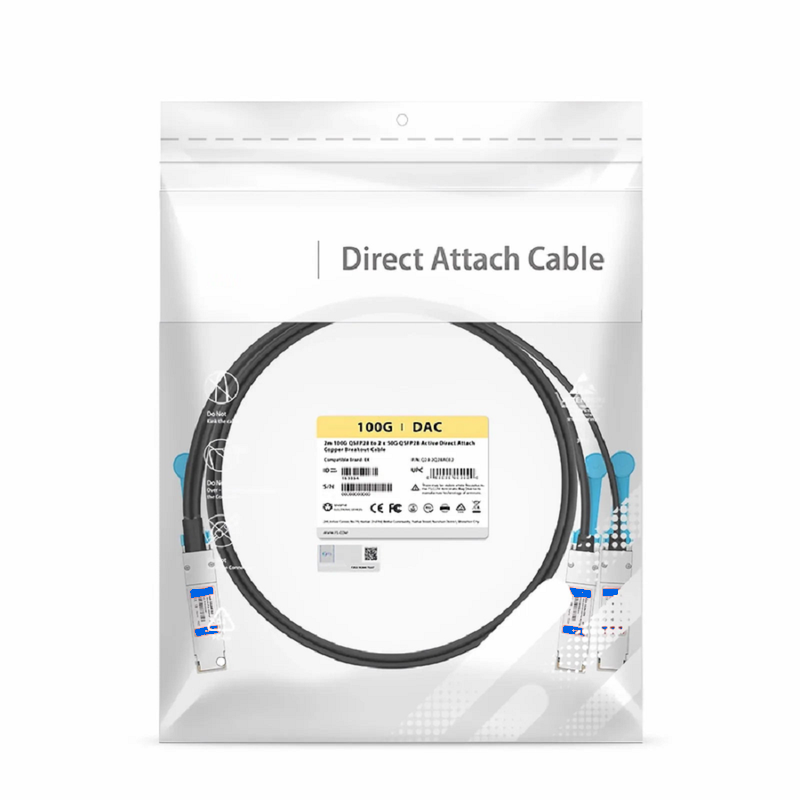 SFPS 1m (3ft) Cisco Compatible 100G QSFP28 4 x 25G NRZ to 2 x 50G QSFP28 2 x 25G NRZ Active Direct Attach Copper Breakout Cable SFPS