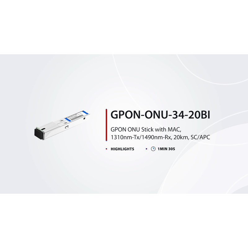 SFPS GPON ONU Stick with MAC SFP 1310nm-TX/1490nm-RX 1.244G-TX/2.488G-RX Class B+ 20km DOM Simplex SC/APC SMF Optical Transceiver Module (Industrial) SFPS