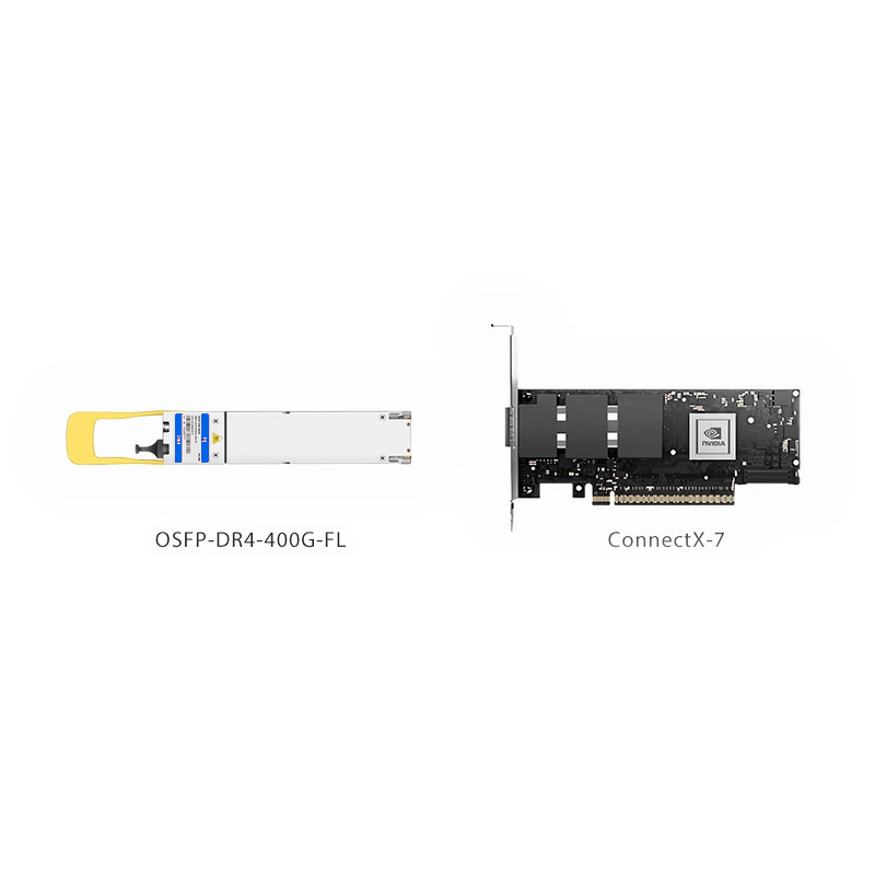 SFPS NVIDIA/Mellanox MMS4X00-NS400 Compatible 400GBASE-DR4 OSFP Flat Top 4 x 100G PAM4 1310nm 500m DOM MPO-12/APC SMF InfiniBand NDR Optical Transceiver Module for ConnectX-7 HCA SFPS