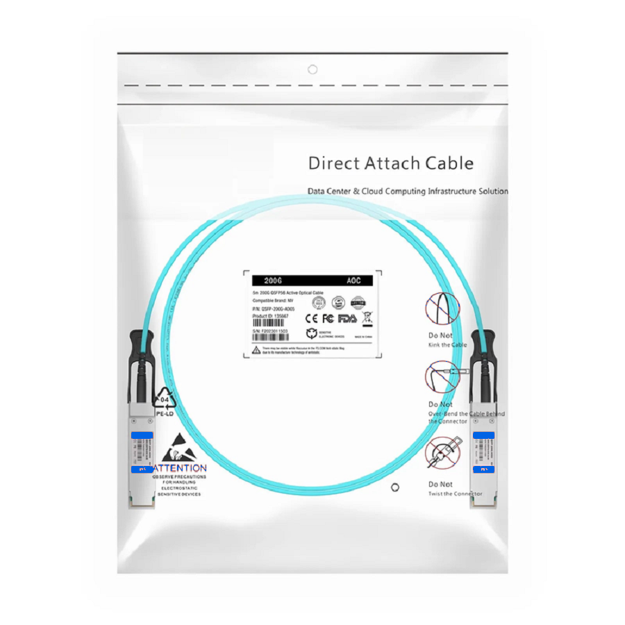 SFPS 5m (16ft) NVIDIA/Mellanox MFS1S00-H005V Compatible 200G QSFP56 4 x 50G PAM4 InfiniBand HDR Active Optical Cable for Quantum Switches and ConnectX-6 HCA SFPS