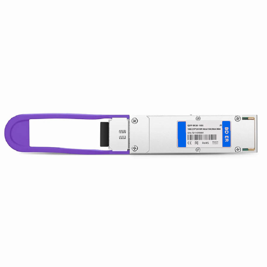 SFPS Juniper Compatible 100GBASE-BX30-D QSFP28 BiDi 4 x 25G NRZ 1309.14nm-Tx/1304.58nm-Rx 30km DOM Simplex LC/UPC SMF Optical Transceiver Module SFPS