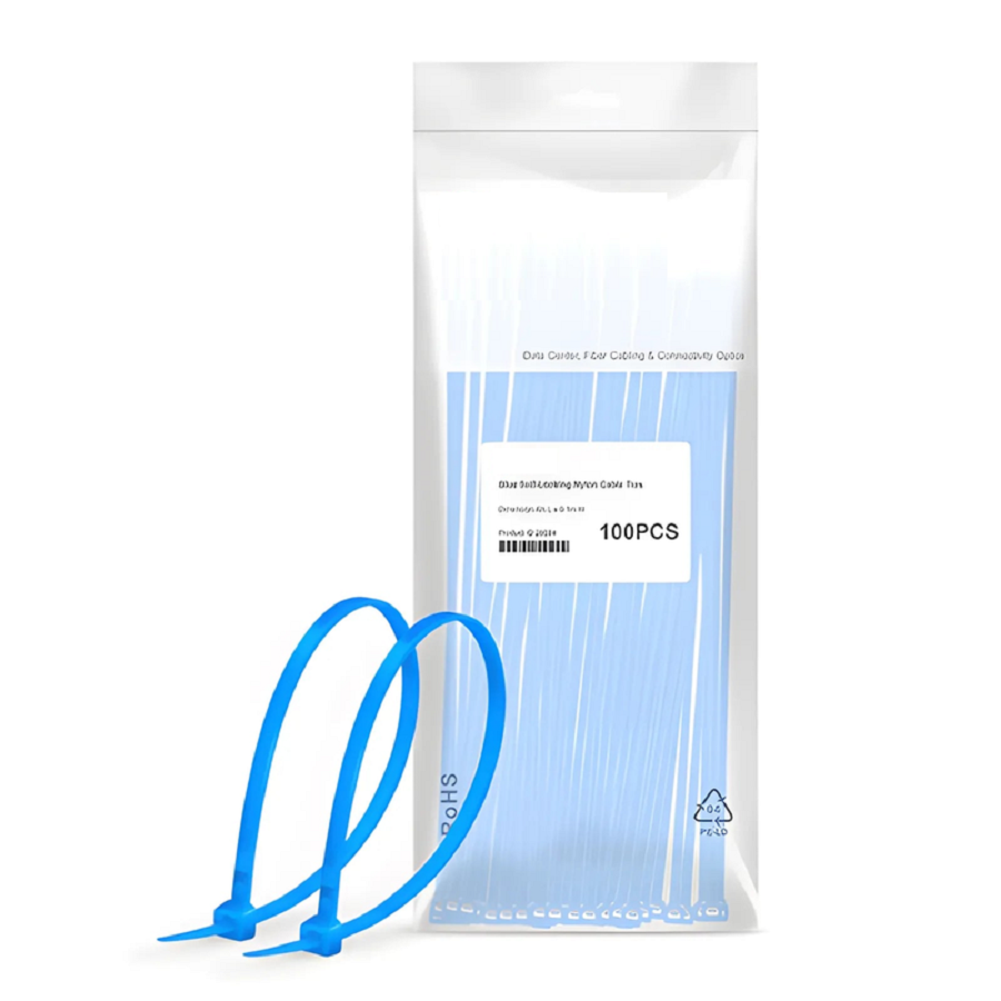 SFPS 100-Pack 4in.L x 0.1in.W Self-Locking Nylon Cable Ties, Blue SFPS