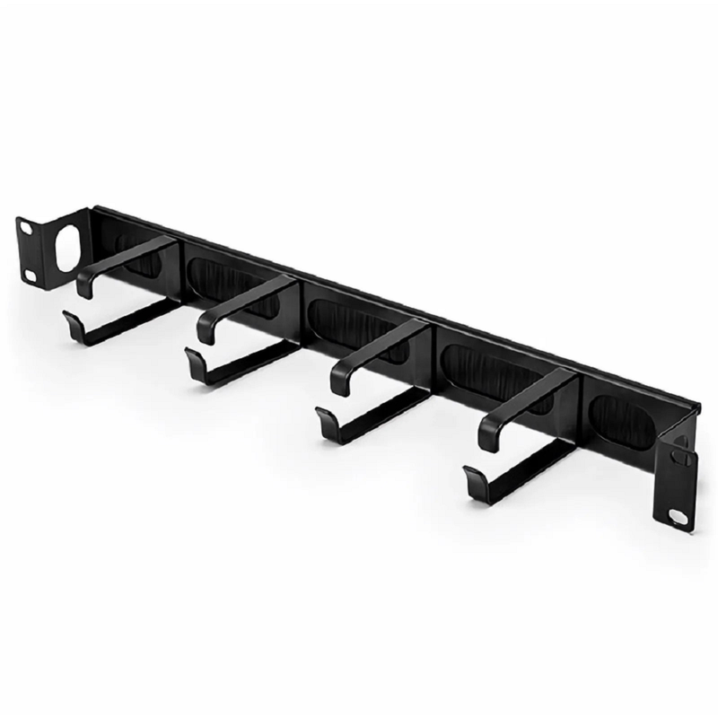 SFPS Recessed Horizontal Single Sided Pass-Thru Manager, 1RU, 4 D-rings & Brush Strip, 3.46 in. Depth SFPS