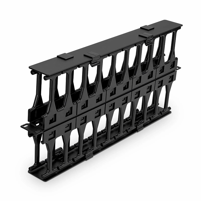 SFPS Horizontal Dual Sided High Capacity Cable Manager, 1RU, Finger Duct with Cover, 9.07 in. Depth SFPS