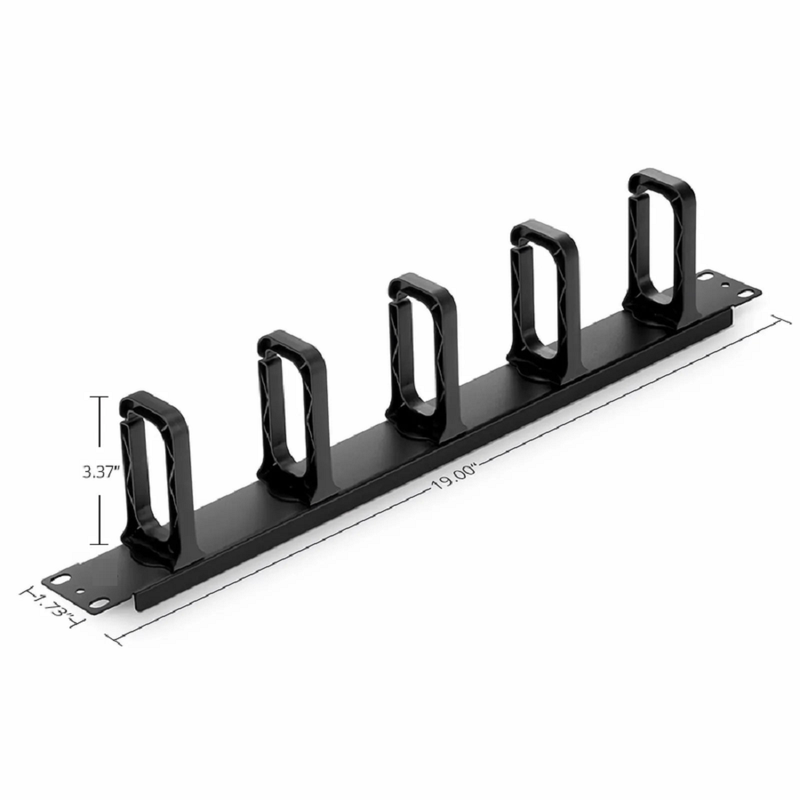SFPS Horizontal Single Sided Manager, 1RU, 5 Snap-in D-Rings, 3.37 in. Depth SFPS