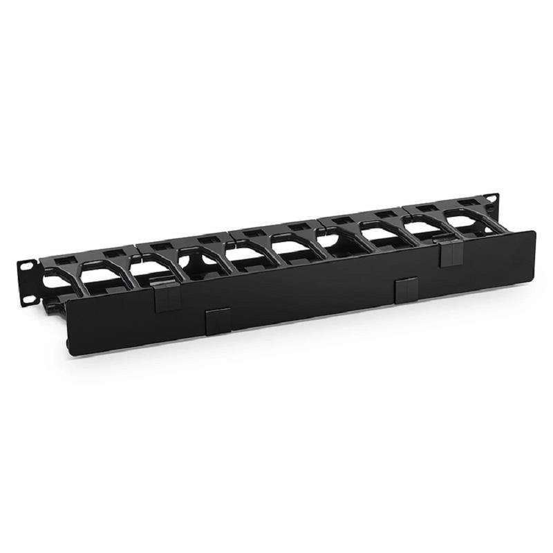 SFPS Horizontal Single Sided Steel Manager, 1RU, Finger Duct with Cover, 4.44 in. Depth SFPS