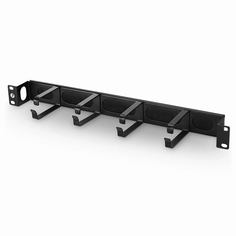 SFPS Recessed Horizontal Single Sided Pass-Thru Manager, 1RU, 4 D-rings & Brush Strip, 3.46 in. Depth SFPS