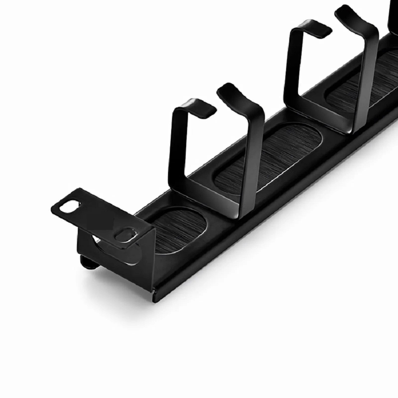 SFPS Recessed Horizontal Single Sided Pass-Thru Manager, 1RU, 4 D-rings & Brush Strip, 3.46 in. Depth SFPS