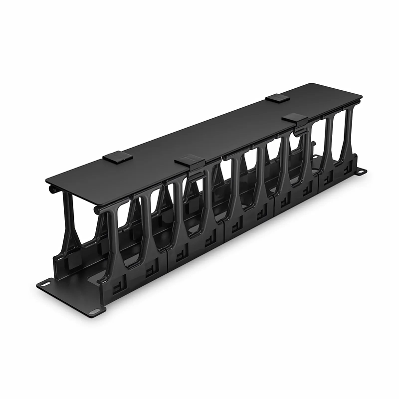 SFPS Horizontal Single Sided High Capacity Cable Manager, 2RU, Finger Duct with Cover, 4.56 in. Depth SFPS