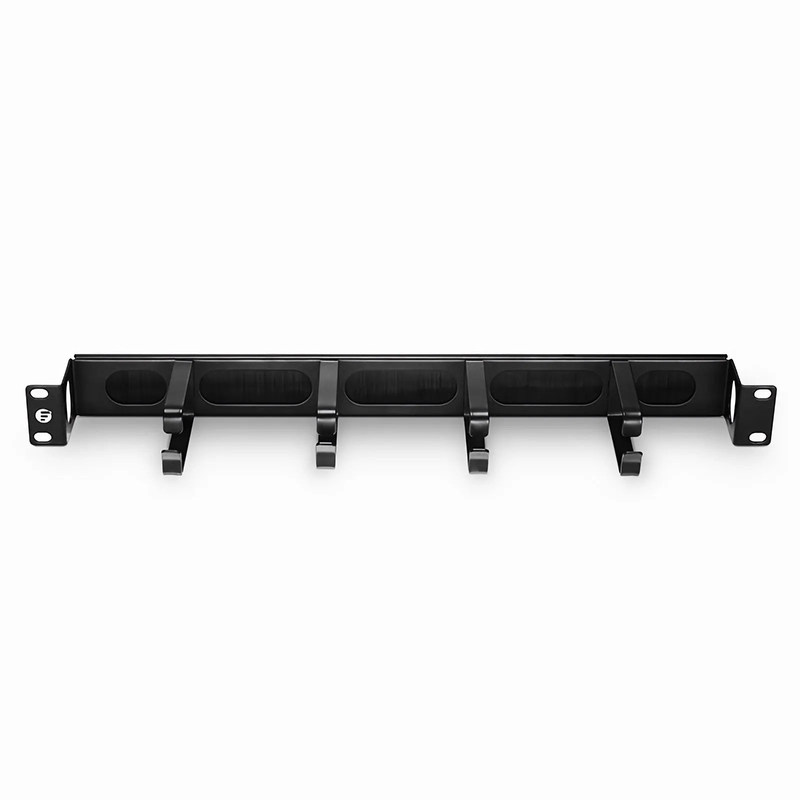 SFPS Recessed Horizontal Single Sided Pass-Thru Manager, 1RU, 4 D-rings & Brush Strip, 3.46 in. Depth SFPS
