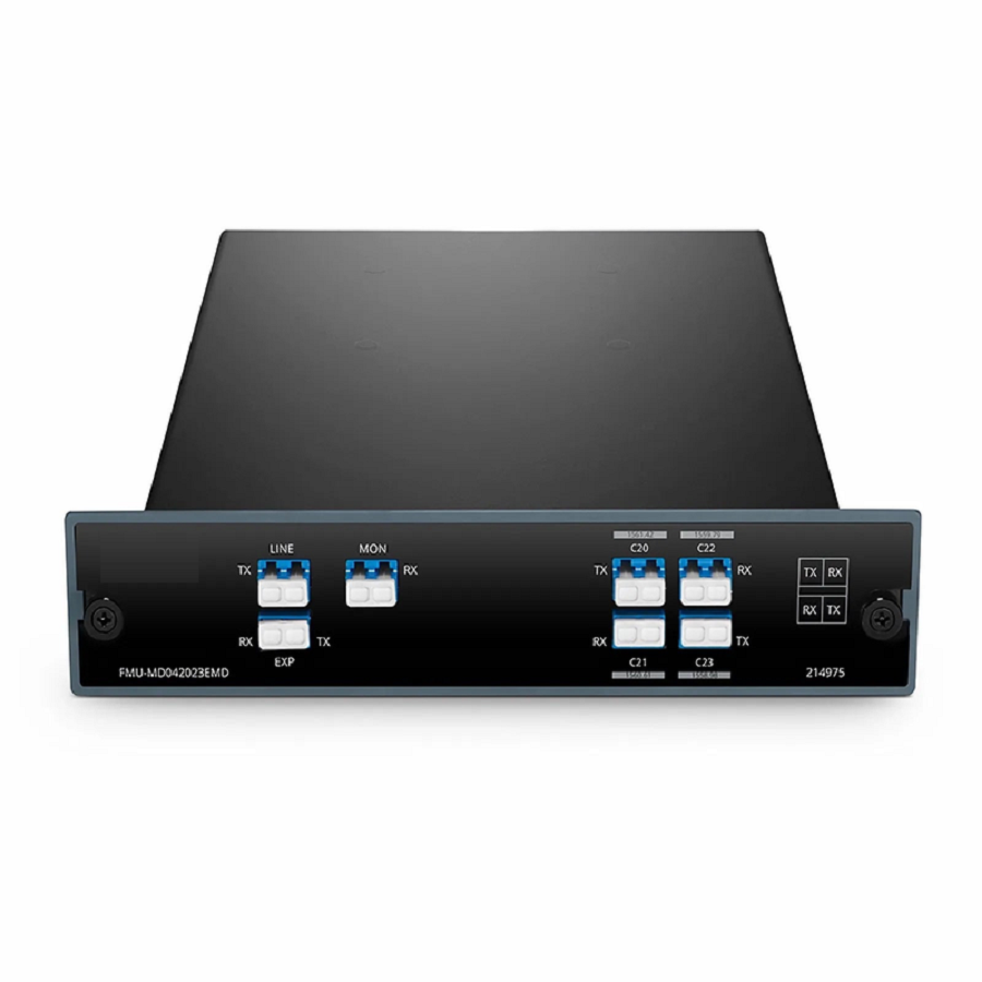 SFPS 4 Channels DWDM Mux Demux, 100GHz C20-C23, with Monitor and Expansion Port, 1.6dB Typical IL, LC/UPC, Dual Fiber, FMU Plug-in Module SFPS