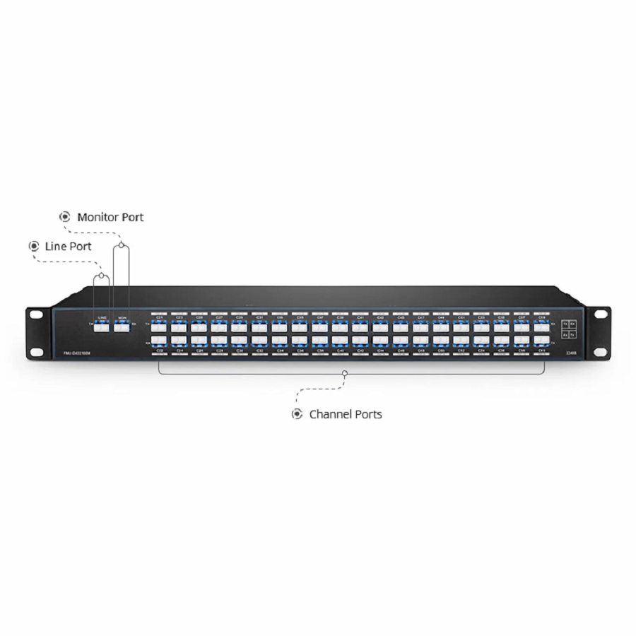 SFPS 40 Channels DWDM Mux Demux, 100GHz C21-C60, with Monitor Port, 3.0dB Typical IL, LC/UPC, Dual Fiber, FMU 1U Rack Mount SFPS
