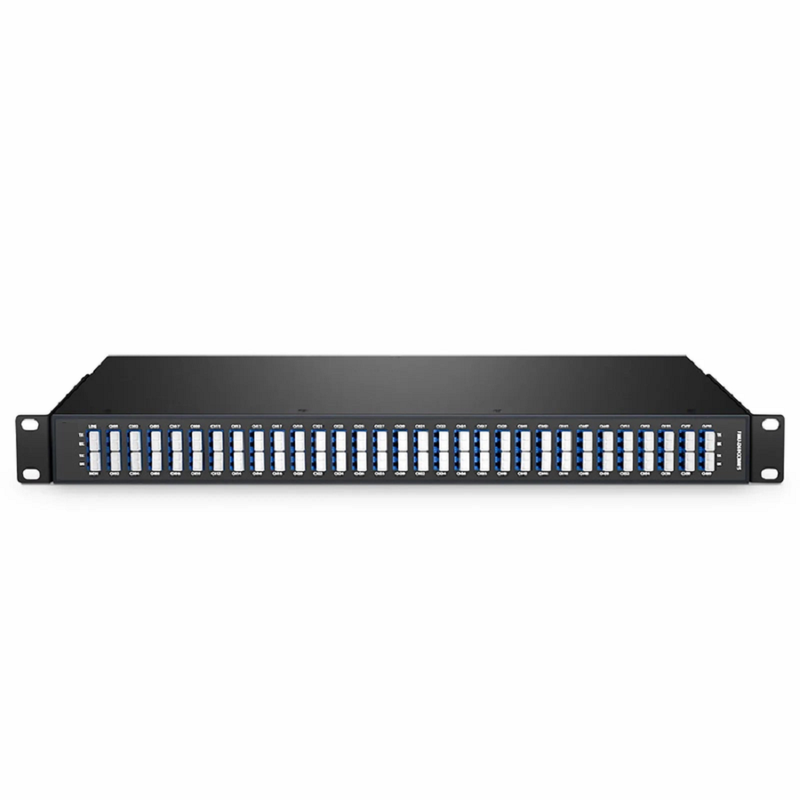 SFPS 64 Channels DWDM Mux Demux, Super C-band 75GHz 191.3625-196.0875THz, with Monitor Port, 5.8dB Typical IL, LC/UPC, Dual Fiber, FMU 1U Rack Mount SFPS