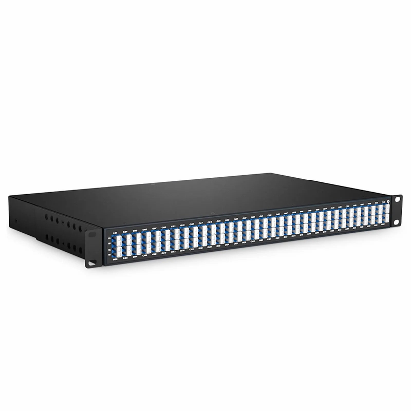 SFPS 64 Channels DWDM Mux Demux, Super C-band 75GHz 191.3625-196.0875THz, with Monitor Port, 5.8dB Typical IL, LC/UPC, Dual Fiber, FMU 1U Rack Mount SFPS