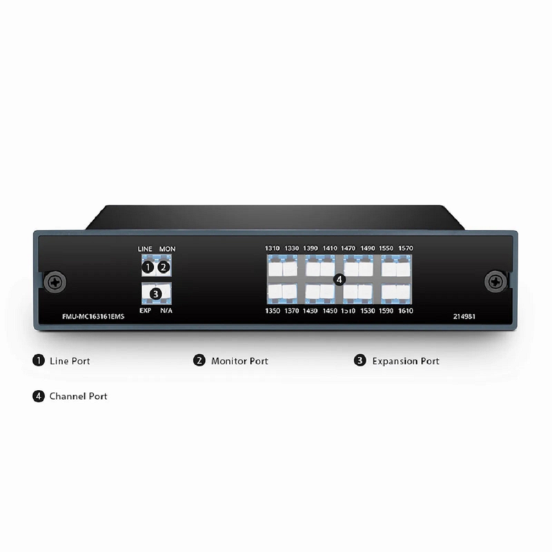 SFPS 8 Channels CWDM Mux Demux, 1290-1610nm, with Monitor and Expansion Port, 4.5dB Typical IL, LC/UPC, Single Fiber, Side B, FMU Plug-in Module SFPS