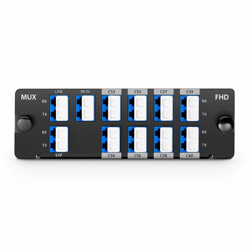 SFPS 8 Channels DWDM Mux Demux, 100GHz C53-C60, with Monitor and Expansion Port, 2.4dB Typical IL, LC/UPC, Dual Fiber, High Density, FHDA Plug-in Module SFPS