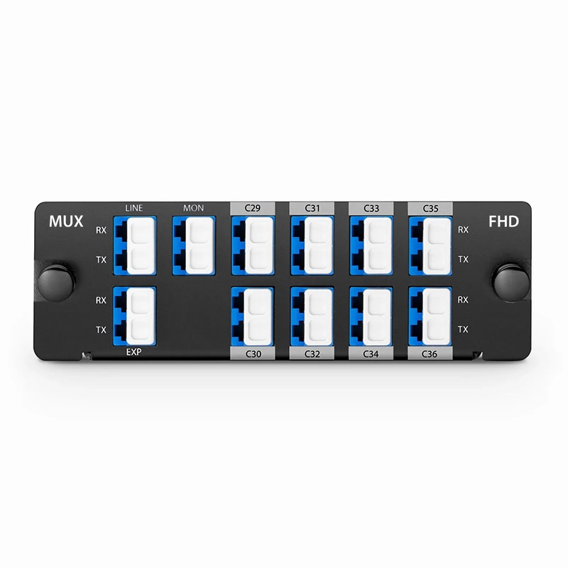 SFPS 8 Channels DWDM Mux Demux, 100GHz C29-C36, with Monitor and Expansion Port, 2.4dB Typical IL, LC/UPC, Dual Fiber, High Density, FHDA Plug-in Module SFPS
