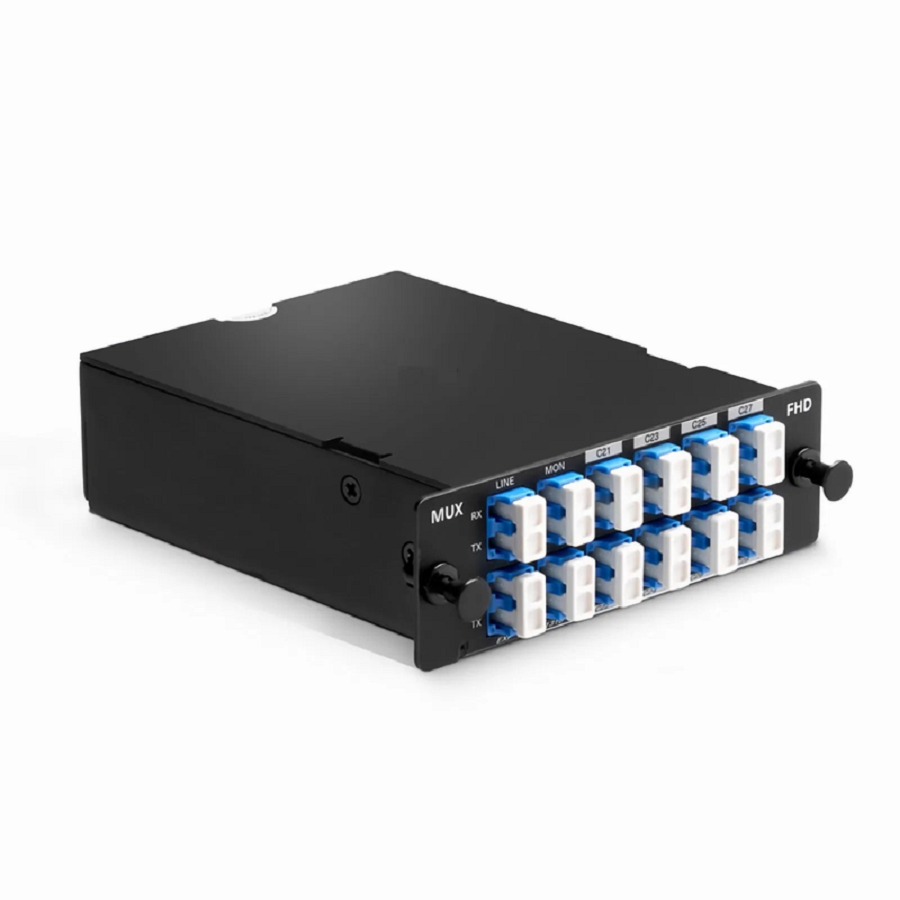 SFPS 8 Channels DWDM Mux Demux, 100GHz C21-C28, with Monitor, Expansion and 1310nm Port, 2.4dB Typical IL, LC/UPC, Dual Fiber, High Density, FHDA Plug-in Module SFPS