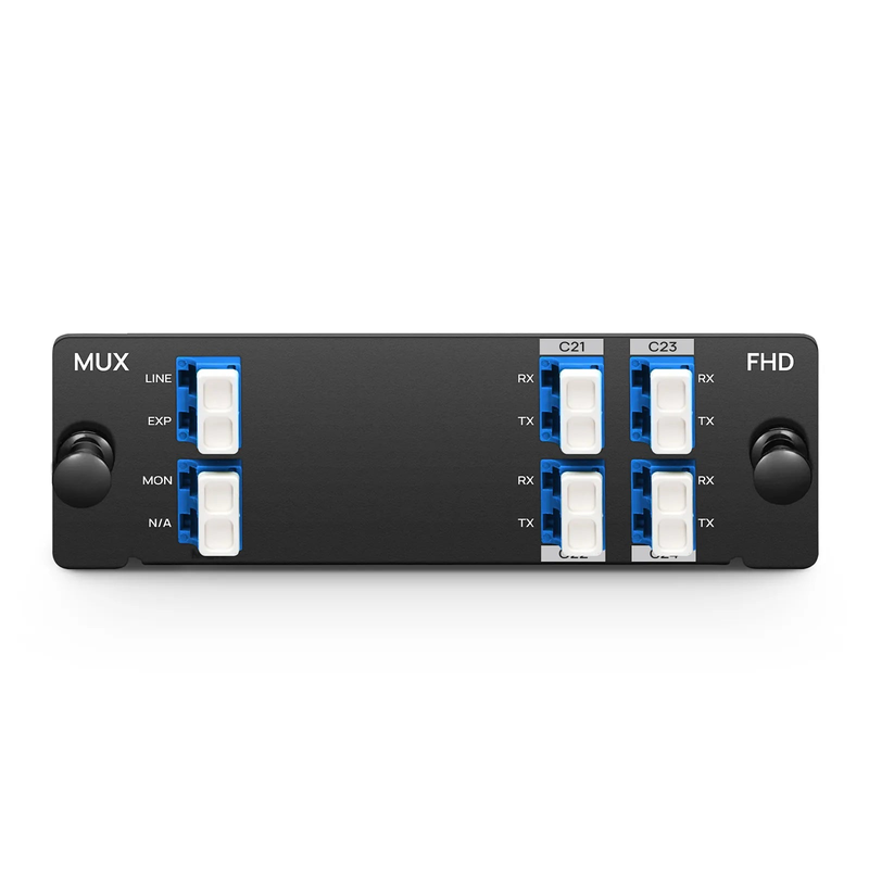 SFPS 4 Channels DWDM Mux Demux, 100GHz C21-C24, with Monitor and Expansion Port, 2.75dB Typical IL, LC/UPC, Single Fiber, Side-A, High Density, FHDA Plug-in Module SFPS