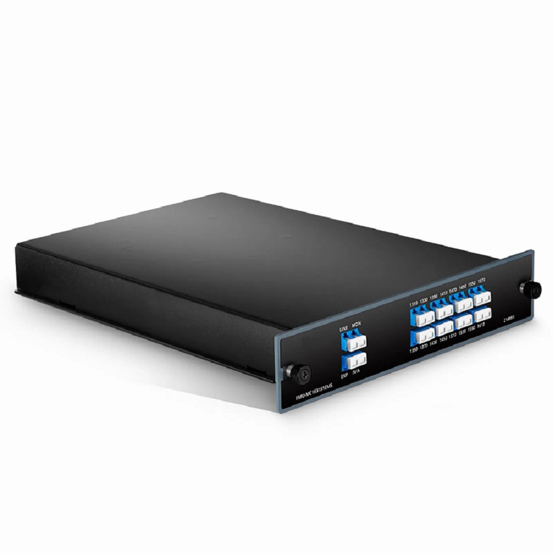 SFPS 16 Channels CWDM Mux or Demux, 1310-1610nm, with Monitor and Expansion Port, 4.5dB Typical IL, LC/UPC, Single Fiber, FMU Plug-in Module SFPS