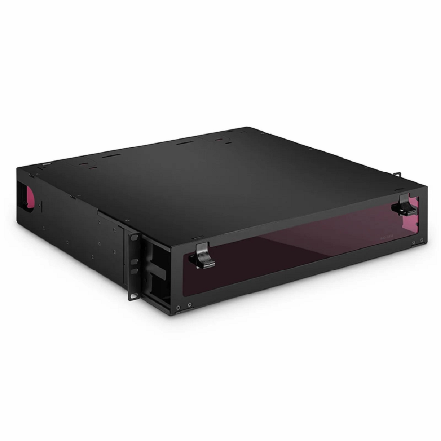 SFPS FHDA High Density 2U Rack Mount Enclosure Unloaded, Sliding Drawer, Holds up to 8 x FHDA Cassettes, Panels or Splice Trays, 288 Fibers (LC) SFPS