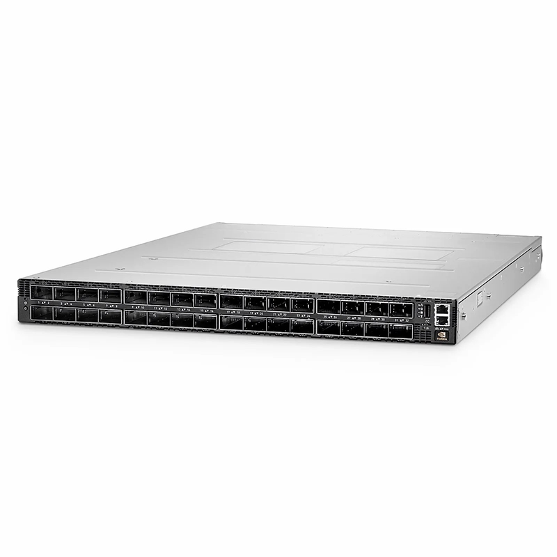 SFPS MQM9700-NS2F, NVIDIAA® 64-Port NDR 400G InfiniBand Data Center Switch, 32 OSFP Ports, Managed, x86 Dual Core, NVIDIA Quantum-2 Chip, P2C Airflow SFPS