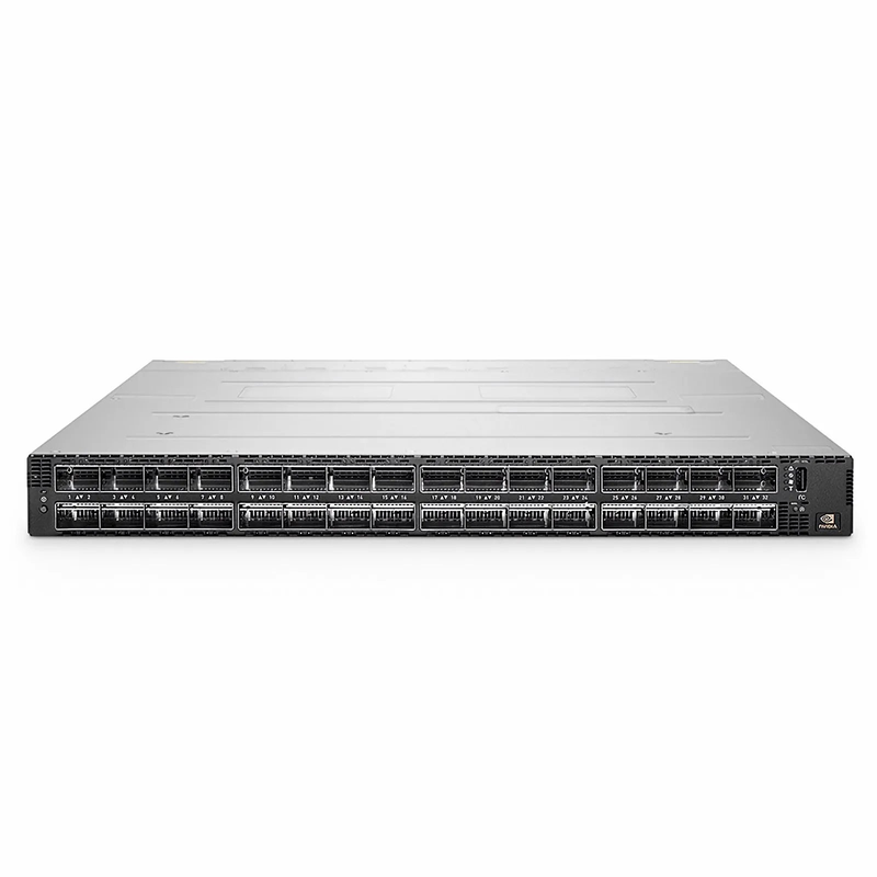 SFPS MQM9790-NS2F, NVIDIAA® 64-Port NDR 400G InfiniBand Data Center Switch, 32 OSFP Ports, Unmanaged, x86 Dual Core, NVIDIA Quantum-2 Chip, P2C Airflow SFPS