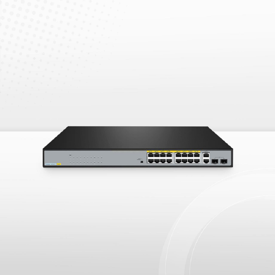 SFPS S2500L-18T2F-P, 18-Port Gigabit Ethernet L2 Unmanaged PoE+ Switch, 16 x PoE+ Ports@240W, 2 x 1Gb RJ45, with 2 x 1Gb SFP Uplinks, Desktop/Rackmount SFPS