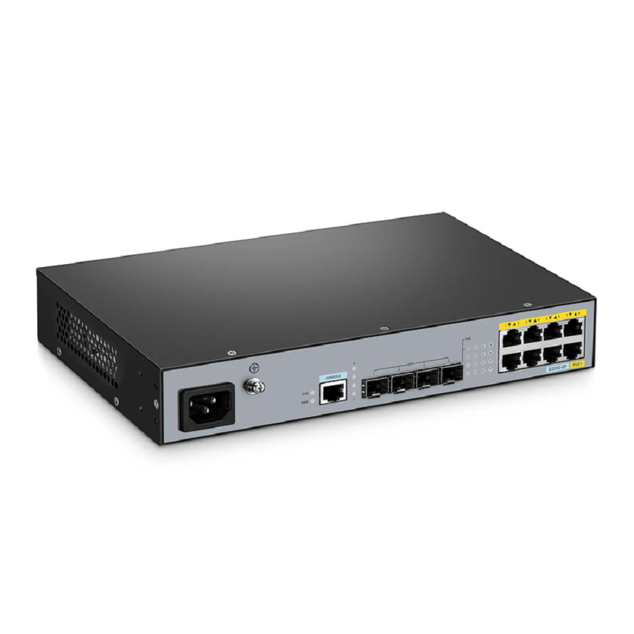 SFPS S3240-8P, 8-Port Gigabit Ethernet L2+ PoE+ Switch, 8 x PoE+ Ports@120W, with 4 x 10Gb SFP+ Uplinks, PicOSA®, Fanless SFPS