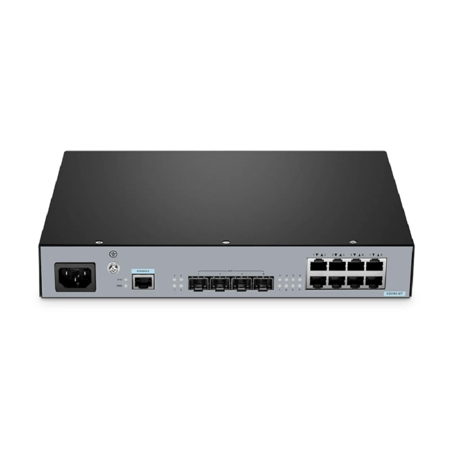 SFPS S3240-8T, 8-Port Gigabit Ethernet L2+ Switch, 8 x Gigabit RJ45, with 4 x 10Gb SFP+ Uplinks, Stackable Switch, Fanless SFPS