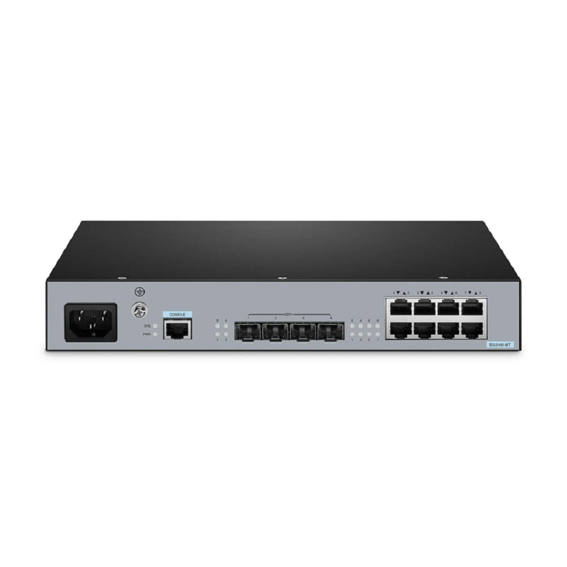 SFPS S3240-8T, 8-Port Gigabit Ethernet L2+ Switch, 8 x Gigabit RJ45, with 4 x 10Gb SFP+ Uplinks, Stackable Switch, Fanless SFPS