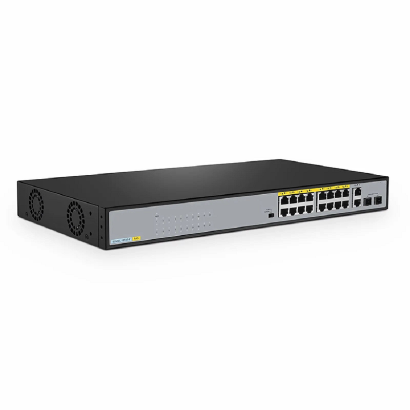 SFPS S2500L-18T2F-P, 18-Port Gigabit Ethernet L2 Unmanaged PoE+ Switch, 16 x PoE+ Ports@240W, 2 x 1Gb RJ45, with 2 x 1Gb SFP Uplinks, Desktop/Rackmount SFPS
