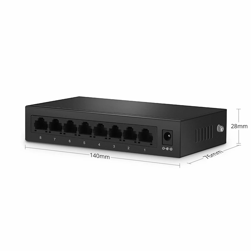 SFPS S1900-8T, 8-Port Gigabit Ethernet L2 Unmanaged Switch, 8x 10/100/1000BASE-T RJ45, Metal, Fanless, Desktop/Wall-Mount SFPS